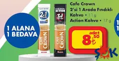 CAFE CROWN 2'Sİ 1 ARADA FINDIKLI KAHVE 1 ALANA 1 BEDAVA